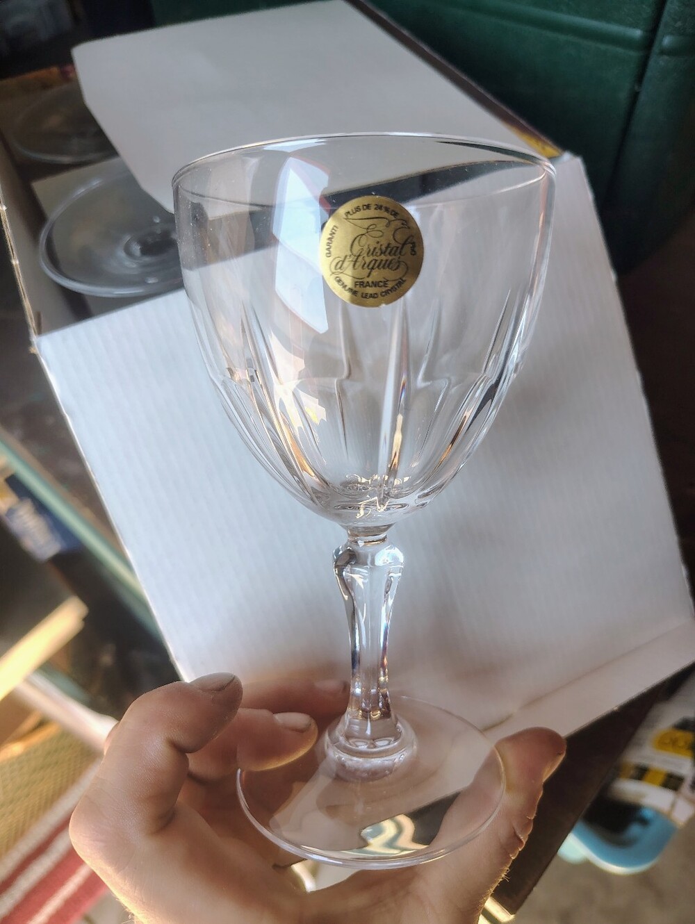 Vintage Cristal d'Arques "Bergamo" 24% Lead Crystal Wine Glasses- Set of 4 NEW
